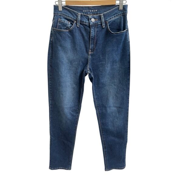 Mott and Bow Mom Jeans Womens Sz 27 x28 High Rise Stretch Denim Medium Wash Blue - Picture 1 of 5